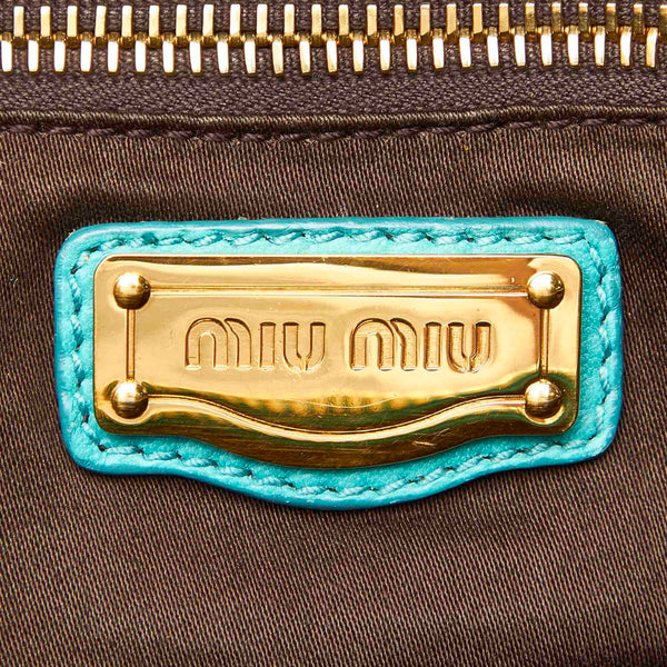 ミュウミュウ グリーン レザー ハンドバッグ ショルダーバッグ 2WAY レディース MIUMIU 中古