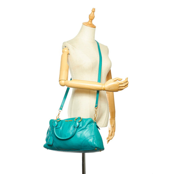 ミュウミュウ グリーン レザー ハンドバッグ ショルダーバッグ 2WAY レディース MIUMIU 中古