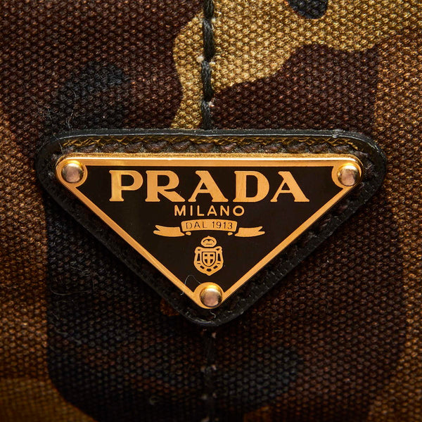 プラダ カナパ カモフラージュ BN2020 グリーン ブラック キャンバス トートバッグ レディース PRADA 中古