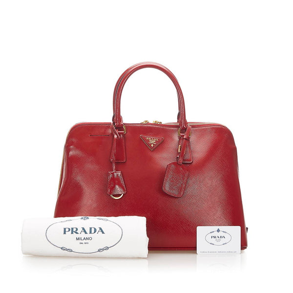 プラダ ヴェルニーチェ BL081 レッド パテントレザー ハンドバッグ レディース PRADA 中古