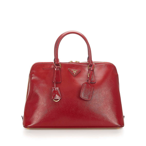 プラダ ヴェルニーチェ BL081 レッド パテントレザー ハンドバッグ レディース PRADA 中古