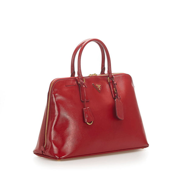 プラダ ヴェルニーチェ BL081 レッド パテントレザー ハンドバッグ レディース PRADA 中古