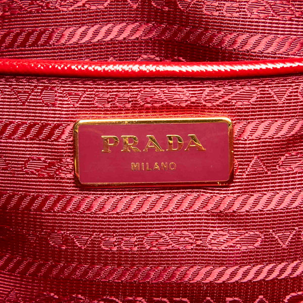 プラダ ヴェルニーチェ BL081 レッド パテントレザー ハンドバッグ レディース PRADA 中古