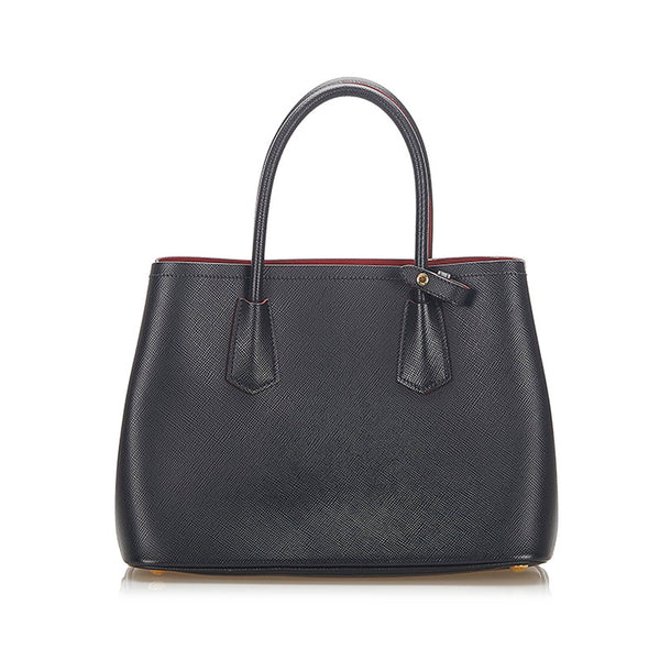 プラダ ドゥーブレ 1BG887 ブラック レッド レザー サフィアーノ  ハンドバッグ ショルダーバッグ 2WAY レディース PRADA 中古