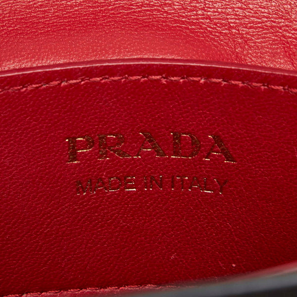 プラダ ドゥーブレ 1BG887 ブラック レッド レザー サフィアーノ  ハンドバッグ ショルダーバッグ 2WAY レディース PRADA 中古