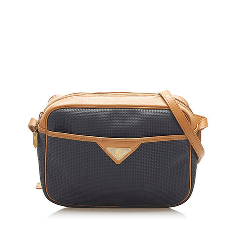 サンローラン ブラック ブラウン PVC レザー ハンドバッグ レディース SAINT LAURENT 中古