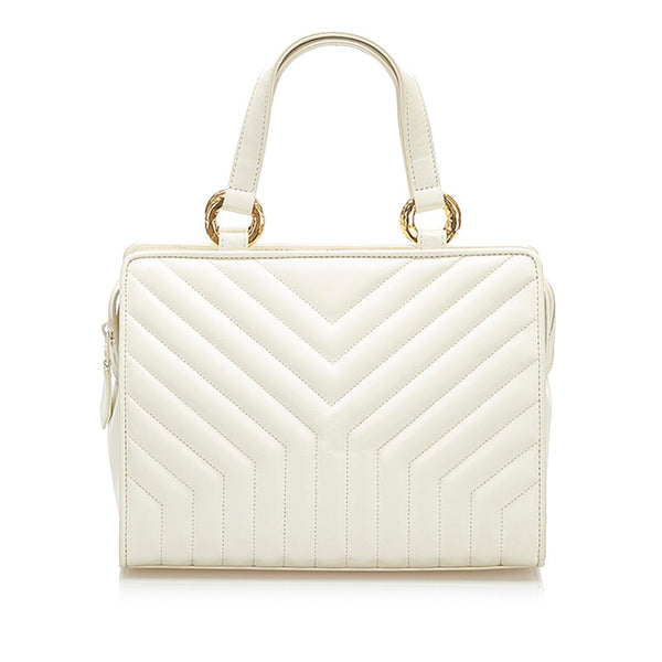 イヴ サンローラン ホワイト レザー ハンドバッグ レディース YVES SAINT LAURENT 中古