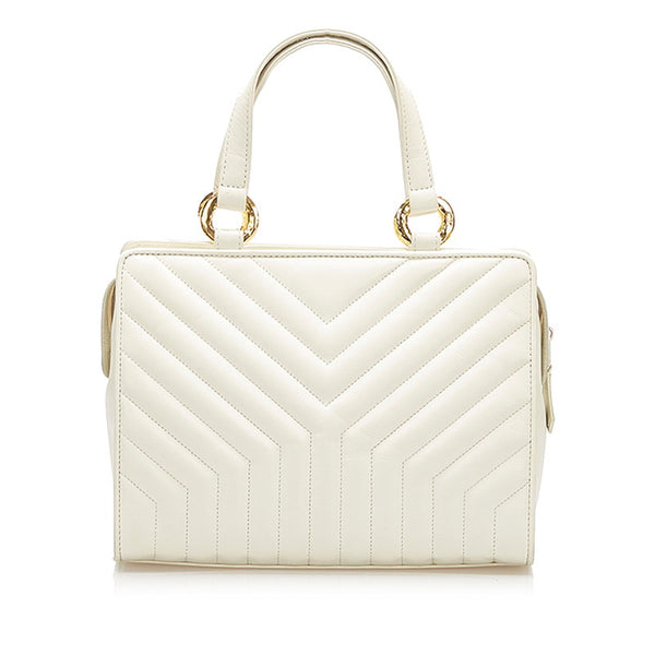 イヴ サンローラン ホワイト レザー ハンドバッグ レディース YVES SAINT LAURENT 中古