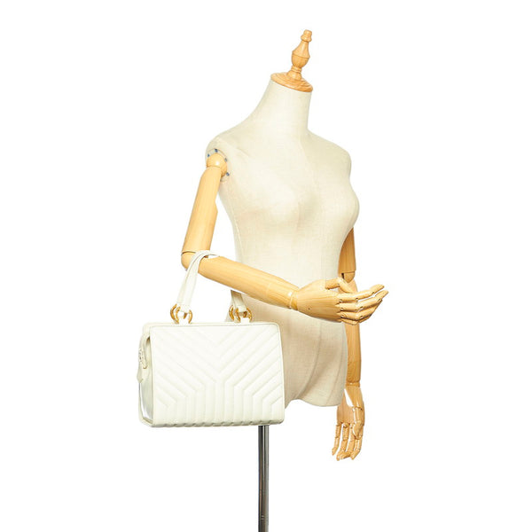イヴ サンローラン ホワイト レザー ハンドバッグ レディース YVES SAINT LAURENT 中古