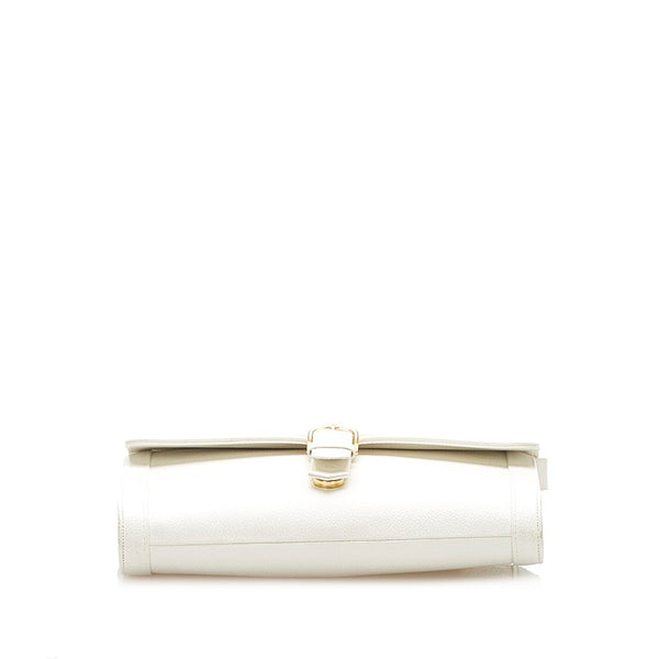 イヴ サンローラン ホワイト レザー 肩掛け ショルダーバッグ レディース YVES SAINT LAURENT 中古