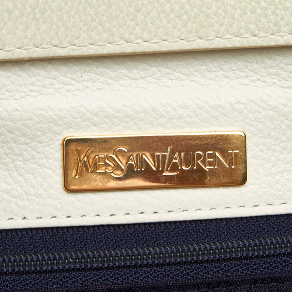 イヴ サンローラン ホワイト レザー 肩掛け ショルダーバッグ レディース YVES SAINT LAURENT 中古
