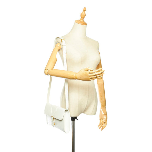 イヴ サンローラン ホワイト レザー 肩掛け ショルダーバッグ レディース YVES SAINT LAURENT 中古