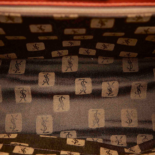 イヴ サンローラン ブラウン 型押しレザー ハンドバッグ レディース YVES SAINT LAURENT 中古