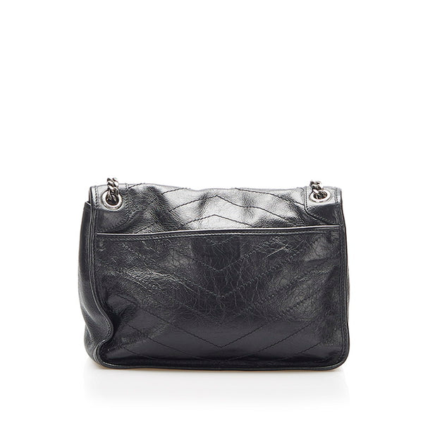 イヴ サンローラン ニキ ブラック レザー チェーン ショルダーバッグ レディース YVES SAINT LAURENT 中古