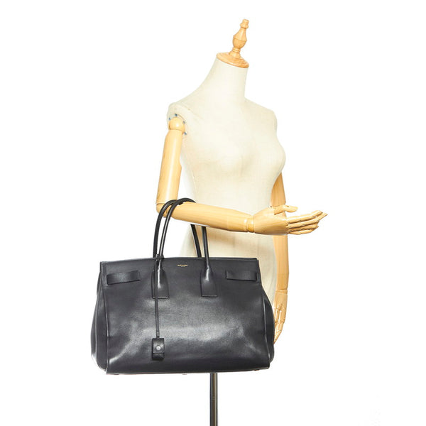 イヴ サンローラン サック ド ジュール 319910 213317 ブラック レザー トートバッグ レディース YVES SAINT LAURENT 中古