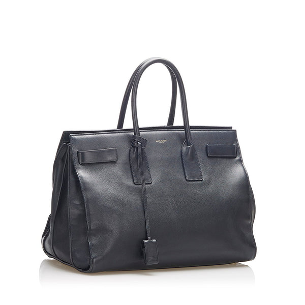 イヴ サンローラン サック ド ジュール 319910 213317 ブラック レザー トートバッグ レディース YVES SAINT LAURENT 中古