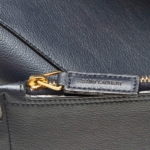 イヴ サンローラン ネイビー レザー トートバッグ レディース YVES SAINT LAURENT 中古