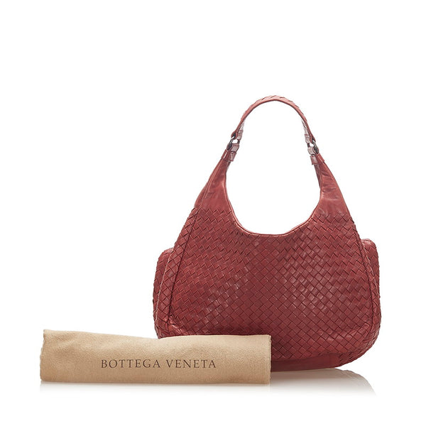 ボッテガヴェネタ イントレチャート カンパーナ ワインレッド レザー ショルダーバッグ レディース BOTTEGAVENETA 中古