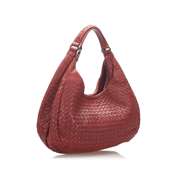 ボッテガヴェネタ イントレチャート カンパーナ ワインレッド レザー ショルダーバッグ レディース BOTTEGAVENETA 中古