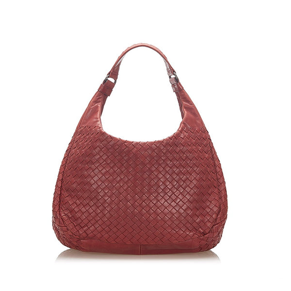 ボッテガヴェネタ イントレチャート カンパーナ ワインレッド レザー ショルダーバッグ レディース BOTTEGAVENETA 中古