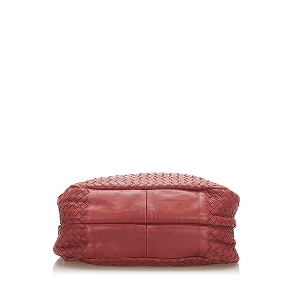 ボッテガヴェネタ イントレチャート カンパーナ ワインレッド レザー ショルダーバッグ レディース BOTTEGAVENETA 中古