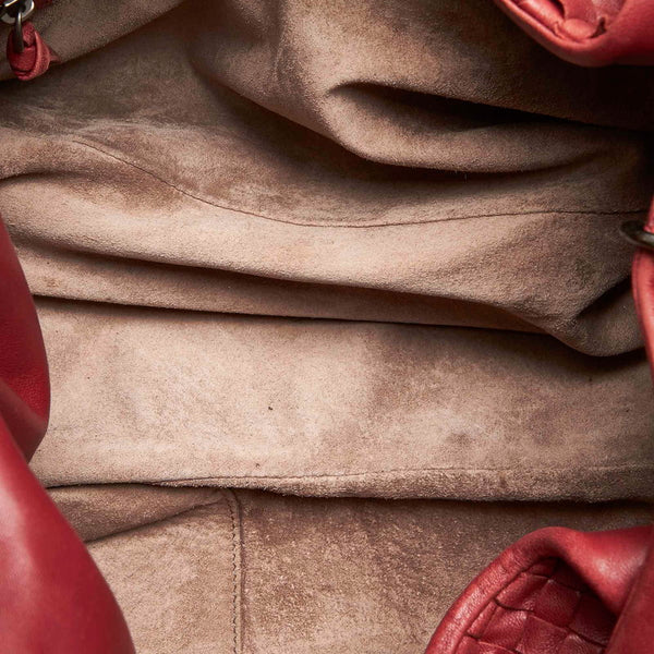 ボッテガヴェネタ イントレチャート カンパーナ ワインレッド レザー ショルダーバッグ レディース BOTTEGAVENETA 中古