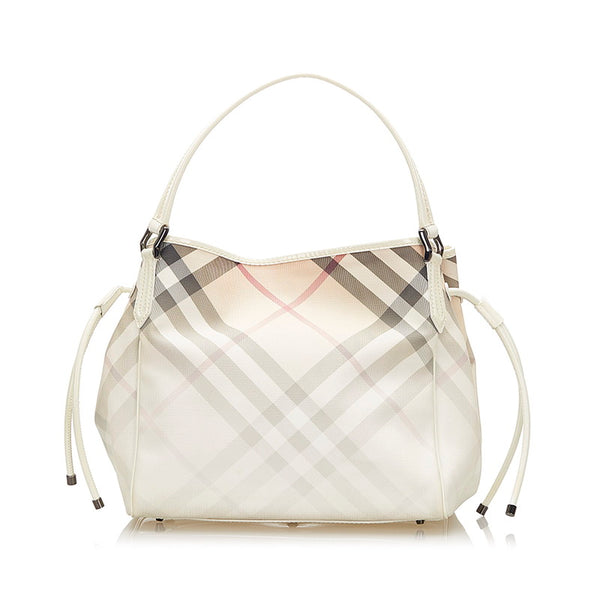 バーバリー ノバチェック グラデーション ホワイト PVC パテントレザー トートバッグ レディース BURBERRY 中古