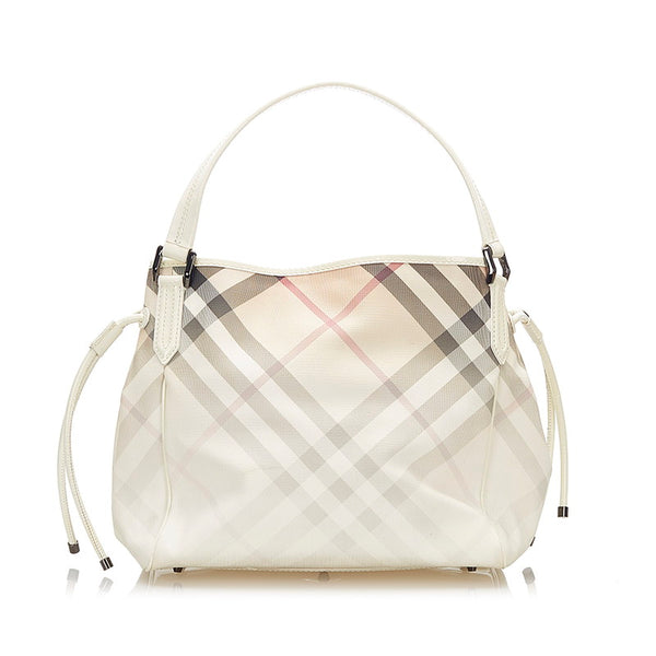 バーバリー ノバチェック グラデーション ホワイト PVC パテントレザー トートバッグ レディース BURBERRY 中古