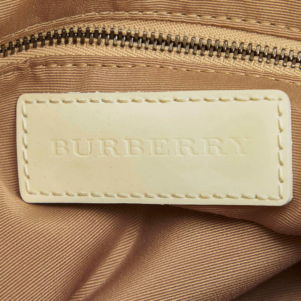 バーバリー ノバチェック グラデーション ホワイト PVC パテントレザー トートバッグ レディース BURBERRY 中古