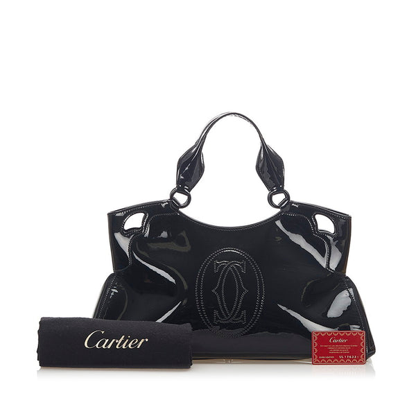 カルティエ マルチェロ ブラック パテントレザー ハンドバッグ レディース CARTIER 中古