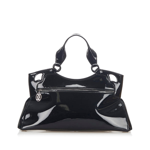 カルティエ マルチェロ ブラック パテントレザー ハンドバッグ レディース CARTIER 中古