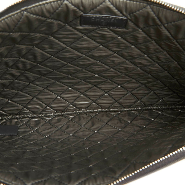 シャネル ドーヴィル グレー キャンバス クラッチバッグ レディース CHANEL 中古