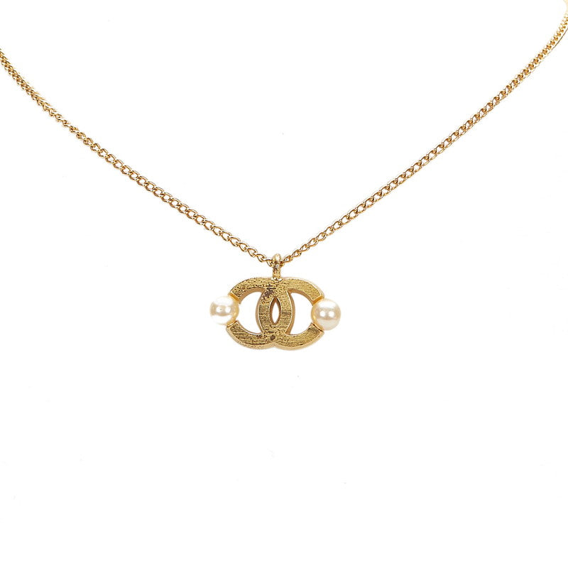 シャネル ゴールド メッキ ココマーク フェイクパール ネックレス レディース CHANEL 中古