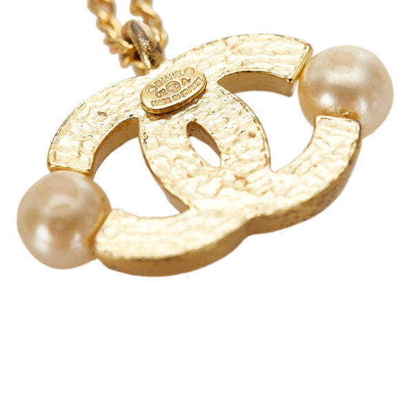シャネル ゴールド メッキ ココマーク フェイクパール ネックレス レディース CHANEL 中古