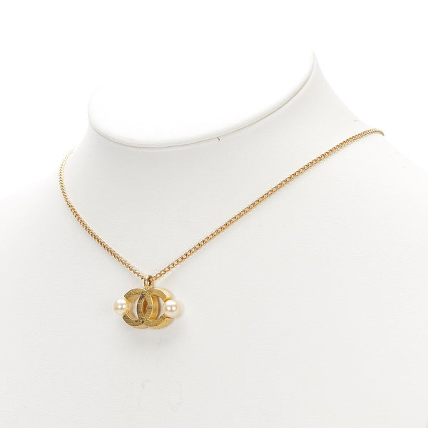 シャネル ゴールド メッキ ココマーク フェイクパール ネックレス レディース CHANEL 中古