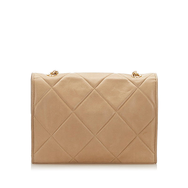 シャネル マトラッセ ベージュ カーフ チェーン ショルダーバッグ レディース CHANEL 中古