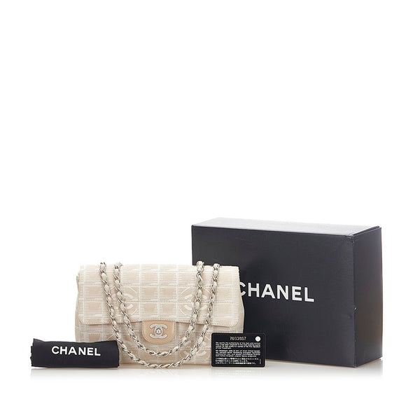 シャネル ニュートラベル ベージュ キャンバス レザー チェーン ショルダーバッグ レディース CHANEL 中古