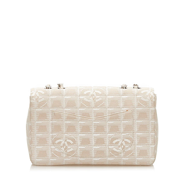 シャネル ニュートラベル ベージュ キャンバス レザー チェーン ショルダーバッグ レディース CHANEL 中古