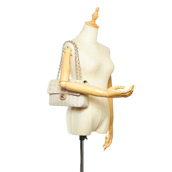 シャネル ニュートラベル ベージュ キャンバス レザー チェーン ショルダーバッグ レディース CHANEL 中古