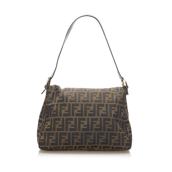 フェンディ ズッカ　 マンマバケット ブラウン キャンバス レザー 肩掛け ショルダーバッグ レディース FENDI 中古