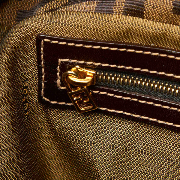 フェンディ ズッカ　 マンマバケット ブラウン キャンバス レザー 肩掛け ショルダーバッグ レディース FENDI 中古