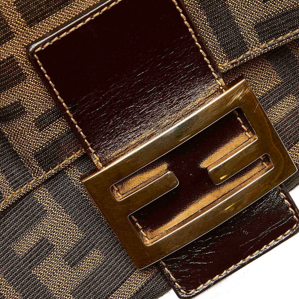 フェンディ ズッカ　 マンマバケット ブラウン キャンバス レザー 肩掛け ショルダーバッグ レディース FENDI 中古