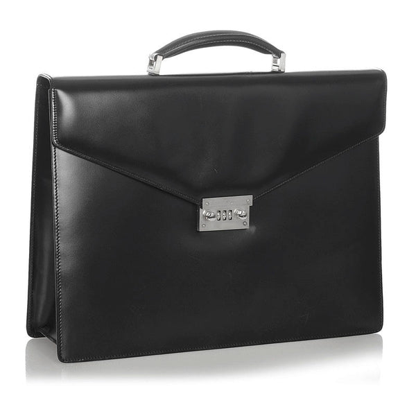 サルヴァトーレフェラガモ EP-24 1006 ブラック レザー ビジネスバッグ ショルダーバッグ 2WAY メンズ Salvatore Ferragamo 【中古】