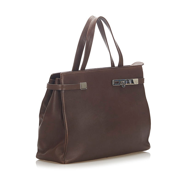 サルヴァトーレフェラガモ AQ-21 9245 ブラウン レザー ハンドバッグ レディース Salvatore Ferragamo 【中古】