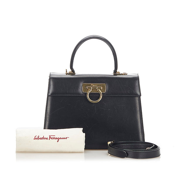 サルヴァトーレフェラガモ ガンチーニ DD21 2181 ブラック レザー ハンドバッグ レディース Salvatore Ferragamo 中古