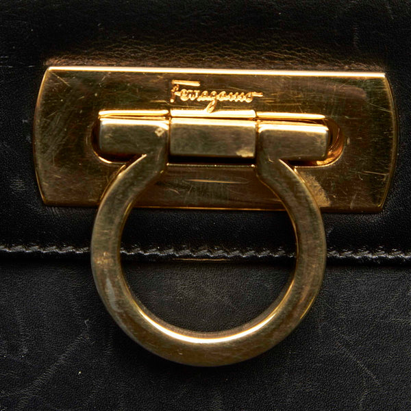 サルヴァトーレフェラガモ ガンチーニ DD21 2181 ブラック レザー ハンドバッグ レディース Salvatore Ferragamo 中古