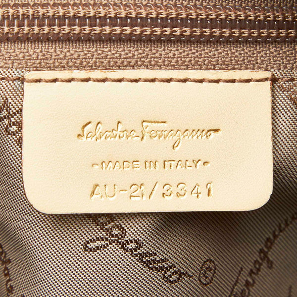 サルヴァトーレフェラガモ ガンチーニ AU21/3341 ベージュ キャンバス レザー ボストンバッグ レディース Salvatore Ferragamo 中古