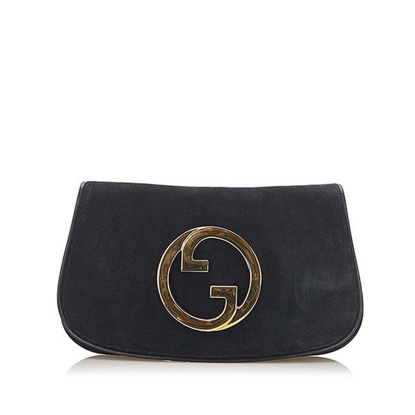 グッチ オールドグッチ ブラック ゴールド スウェード クラッチバッグ レディース GUCCI 中古