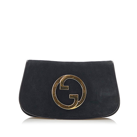 グッチ オールドグッチ ブラック ゴールド スウェード クラッチバッグ レディース GUCCI 中古