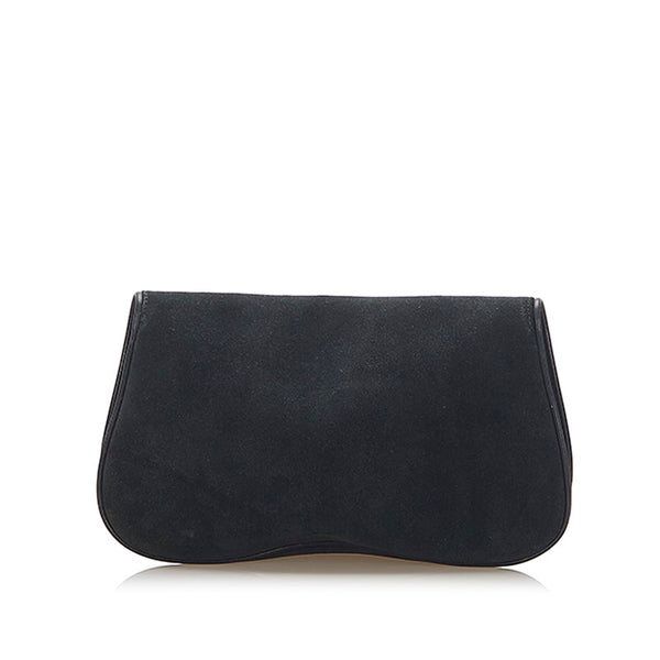 グッチ オールドグッチ ブラック ゴールド スウェード クラッチバッグ レディース GUCCI 中古